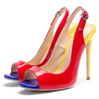 sexy pumps women fetish shoes peep toe slingback woman pumps platform extreme high heel stripper patent shoes 12cm size 44 45
