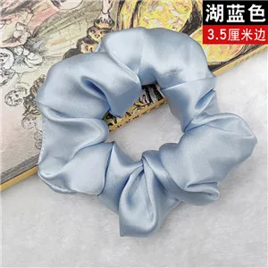 LakeBlue Модные женские милые резинки для волос шириной 3,5 см из чистого шелка, милые резинки для волос, OL, базовый держатель для конского хвоста - Цвет: LakeBlue