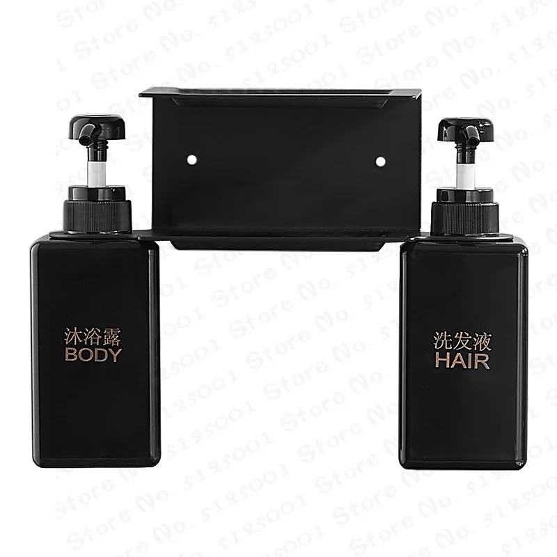 

Double 450ml Liquid Soap Dispensers Pump Wall Mount Hotel Shower Shampoo Dispenser With Double Shelf Bathroom Accessories WB8605