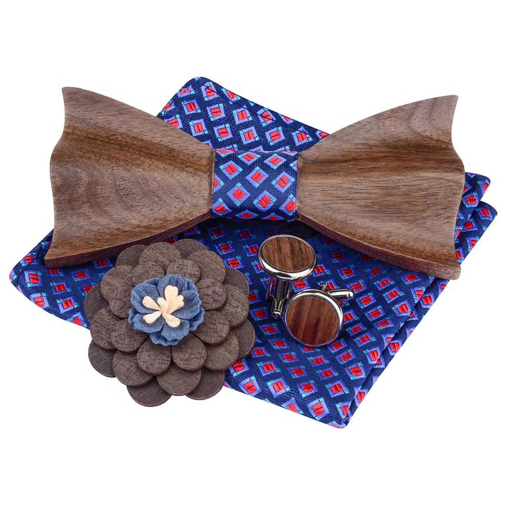 Пейсли 2020 Новый 3D деревянный галстук бабочка набор Шелковый Карманный