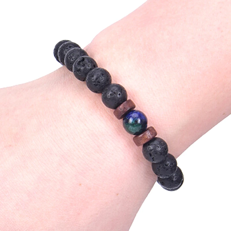 Браслет для мужчин бусина из лавового камня Тибетский браслет с изображением