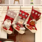 Большие рождественские чулки, подарочные носки в виде снежинок из ткани с изображением Санта-лося, милый Подарочный пакет для детей, украшение на рождественскую елку