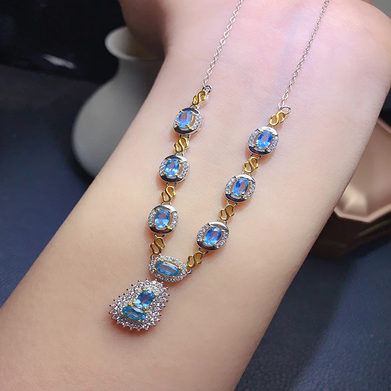 

Из материала Барберри, натуральное женское ожерелье из голубого топаза голубые драгоценные камни колье с сертификатом, производство Китай,...