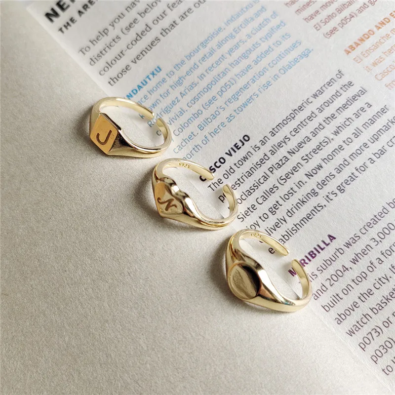 

RUIYI Korean Style 925 Sterling Silver Geometric Gold Chic Rings Minimalism Fashion Jewelry Women Luxury 3 In 1 Simple Rings
