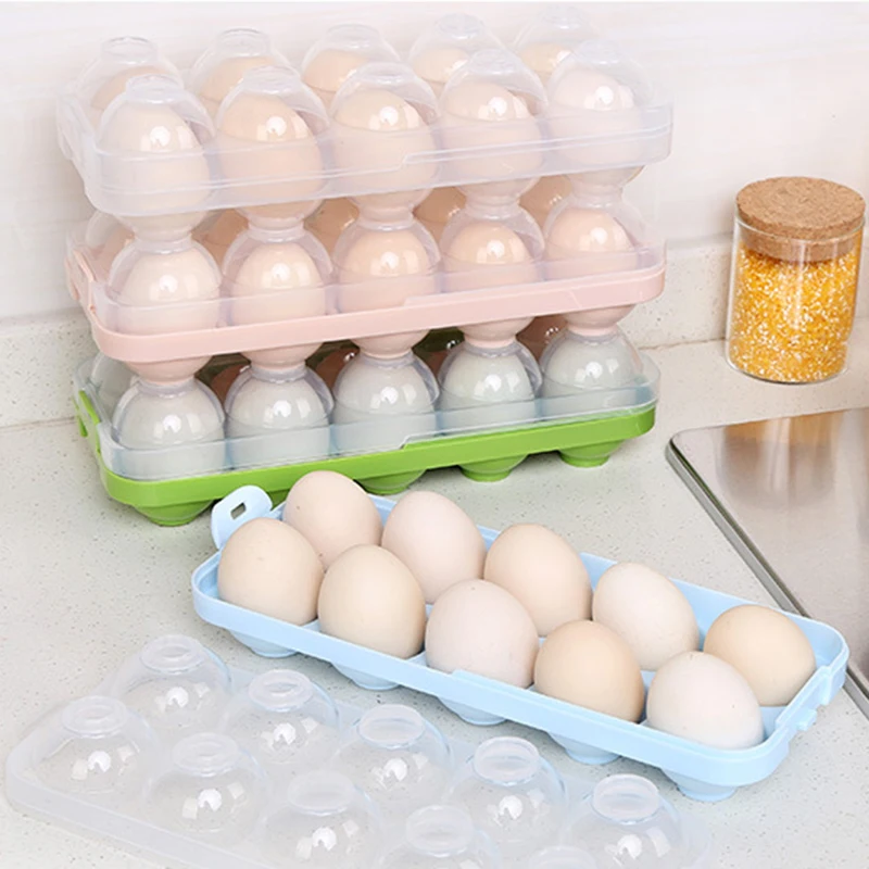 

Egg Storage Box Egg Tray Containers Home Refrigerator 10 Grids Eggs Holder Rack Dispenser Airtight Fresh Kitchen Organization