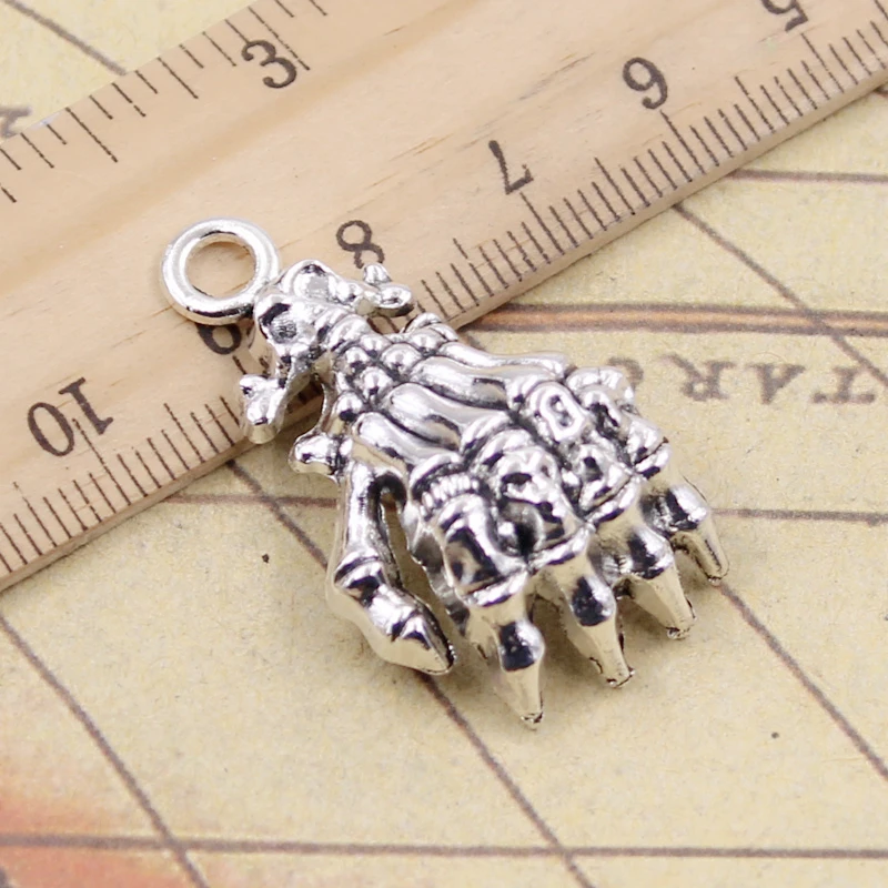 

10pcs Charms Skeleton Skull Hand 38x21mm Tibetan Silver Color Pendants Antique Jewelry Making DIY Handmade Craft Pendant