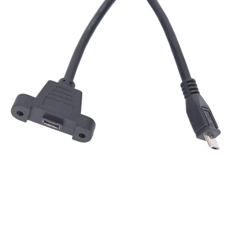 

Micro USB USB 2.0 Male Connector To Micro USB 2.0 Female Extension Cable 30cm 50cm With Screws Panel Mount Hole