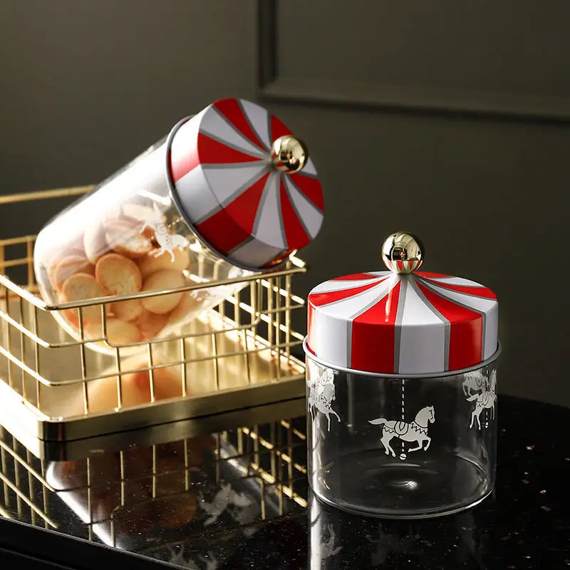

Creative Nordic Glass Sealed Jar Glass Storage Jar Household Storage Box Candy Tea Caddy Containers