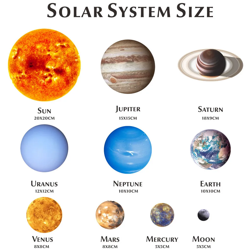 10 Planets Solar System Fluorescent Luminous PVC Wall Stickers Glow In Dark Ten Galaxy Kids Bedroom Decal | Дом и сад