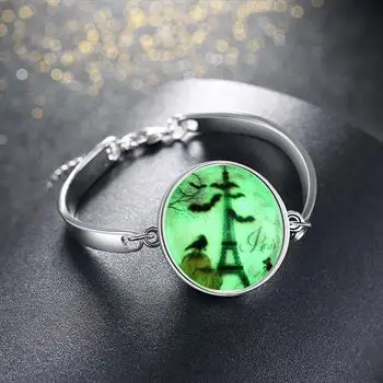 

Night Light Series European Fashion Silver Plated Bracelet Eiffel Tower Bat Night Light Bracelet Bracelet Wholesaler YGH008-A
