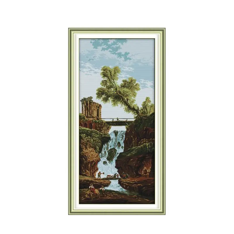 

Waterfall (2) cross stitch kit landscape18ct 14ct 11ct count printed canvas stitching embroidery DIY handmade needlework