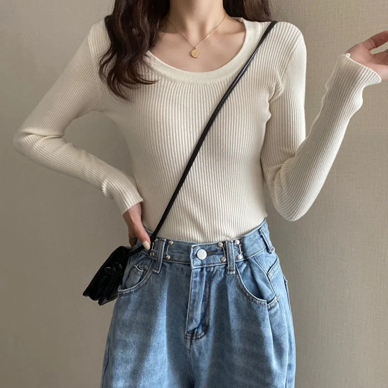 

Fall 2020 Women Sweaters Round Neck Fashion Sweater Womens Winter Sweaters 2020 High Elasticity Slim Pullovers Dropshipping