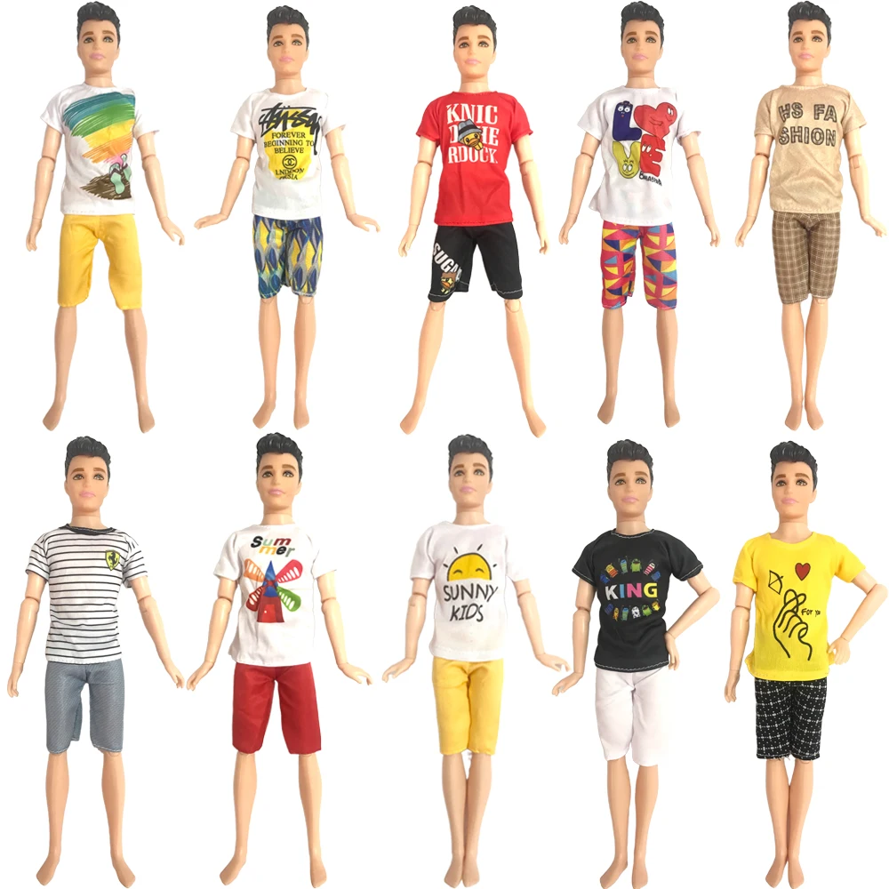 Fashion Short  Summer Pattern Shirt Pants  Ken Doll Boys 1/6  Doll Accessories  Baby Toys Jj