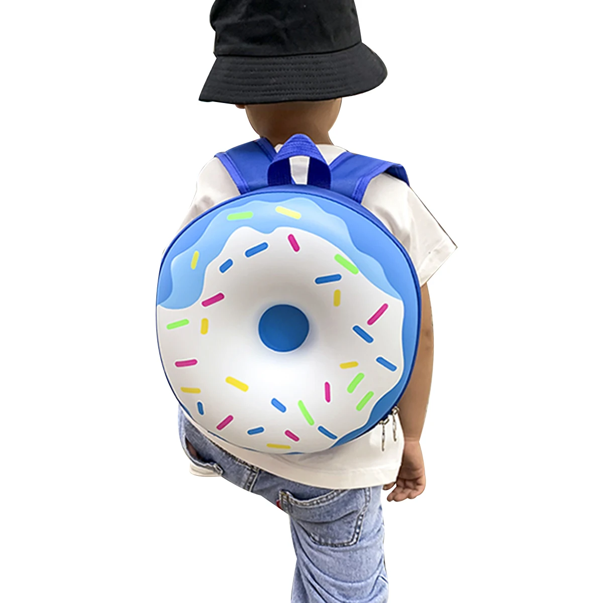 

Lovely Kids Baby Cartoon Donuts Backpack Boys Girls Waterproof Round Nursery School Bag Zipper Backpack 4 Colors