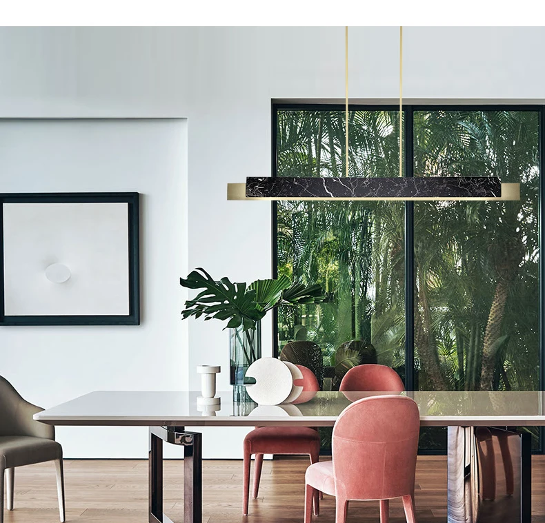 

Scandinavian designer minimalist strip light studio desk modern minimalist lines marble restaurant bar chandelier