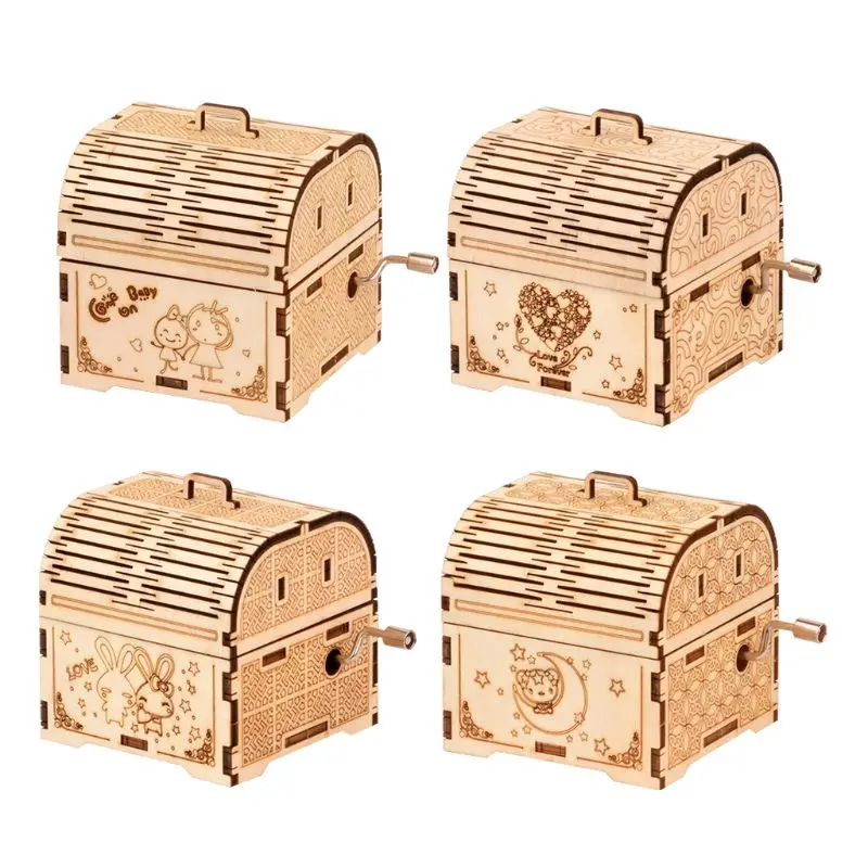 

DIY Hand Crank Music Box Model 3D Wooden Puzzle Toy Self Assembly Wood Craft Kit adult kids toy Parent-child interactive game