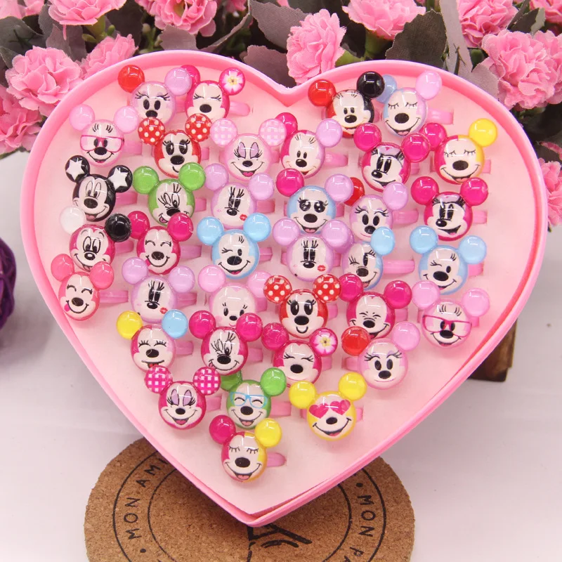 

36pcs Disney Mickey Cartoon ringChildren Ring Baby Princess Little Girl Gift Ring Jewelry Toy Bracelet