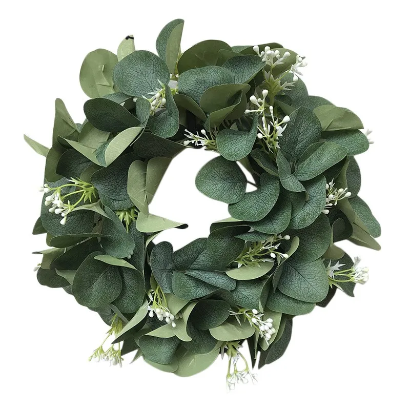 

Artificial Green Eucalyptus Garland Leaves Decoration Front Door Wall Window Decor Wreath Wedding Shooting Prop Home Decoration