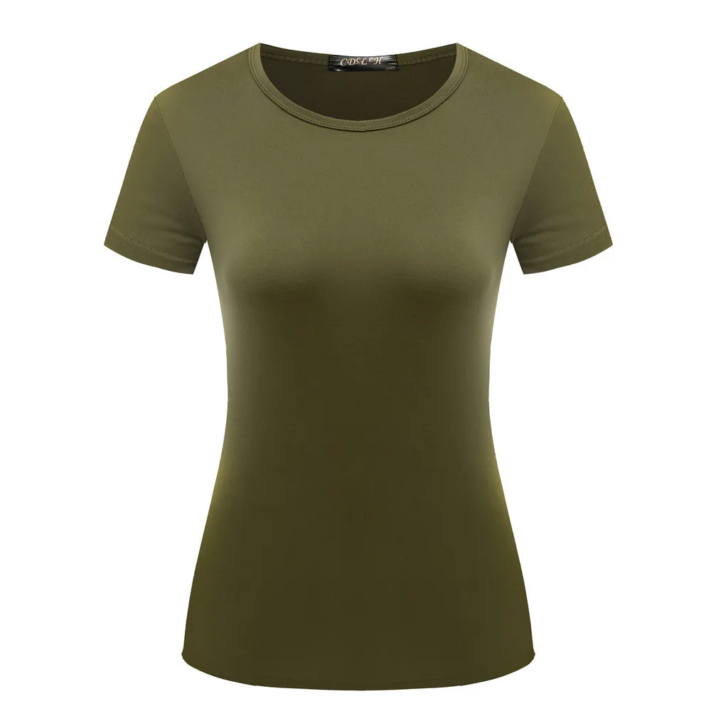 

T-Shirt Women 90s Fashion Short Sleeve White Black Green Solid Color Cute Summer Tops Casual T Shirts