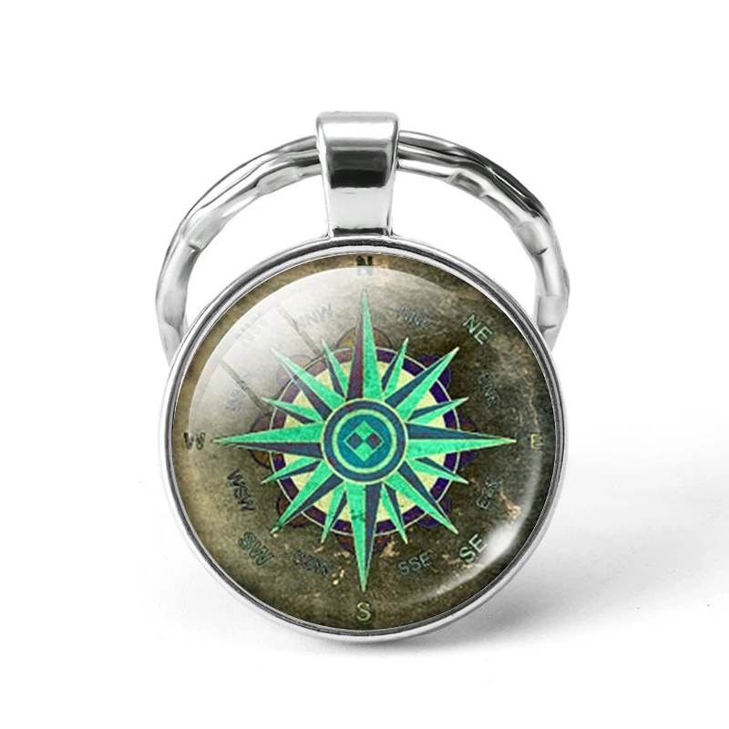 Брелок ручной работы в стиле ретро с компасом подвеской-компасом из стекла
