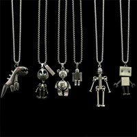 punk hip hop titanium stainless steel necklace 70cm long chain dinosaur cartoon cute bear robot pendant men women jewelry gift