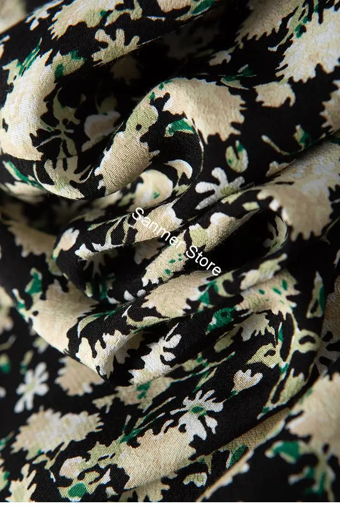 

Women Small Daisy Floral Dress Short Sleeve Lace-up V-neck Spring Summer Slim Female Midi Dress