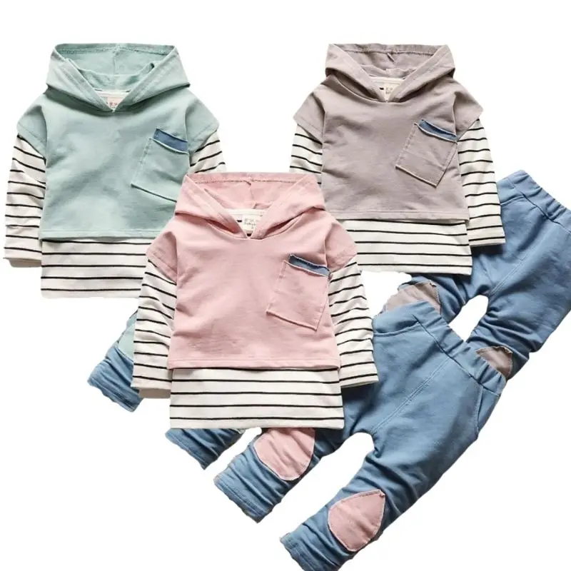

Fashion Children Clothing Sets For Boys Hoodies Vest T-shirt Pants 3Pcs Kids Patch Stripe Tracksuits Toddler Clothes Boy Suit