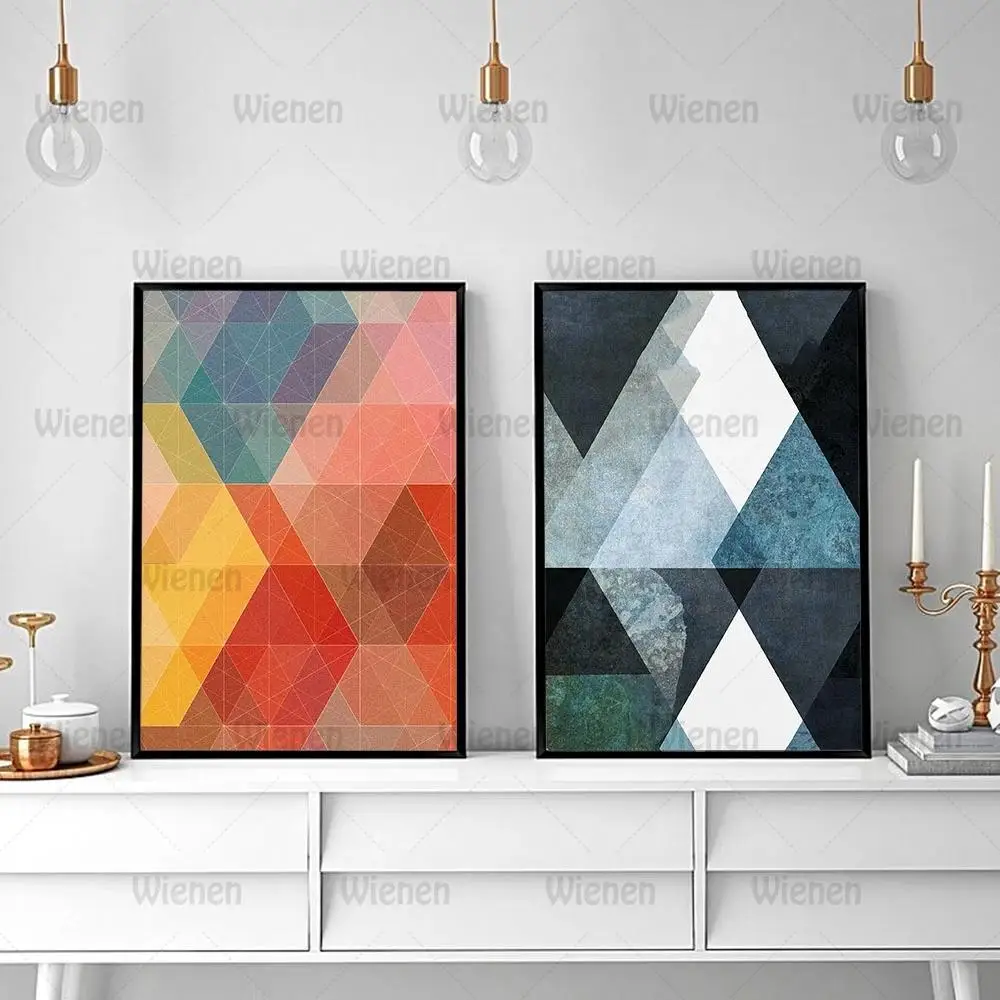 

Canvas Painting Abstract Geometrc Poster Warm Color Contrast Modern Art Cold Color Prints Simple Style Decor for Home No Framed