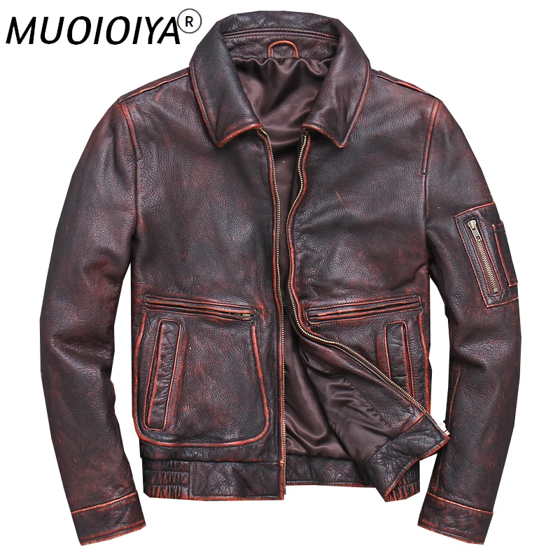 

Vintage Mens Genuine Leather Jackets and Coat Motorcycle Real Cow Cowhide Winter Outerwear jaqueta masculino couro Plus Size 5XL