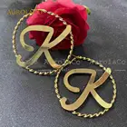 Серьги-кольца AurolaCo из нержавеющей стали женские, круглые ювелирные украшения с большими буквами под заказ