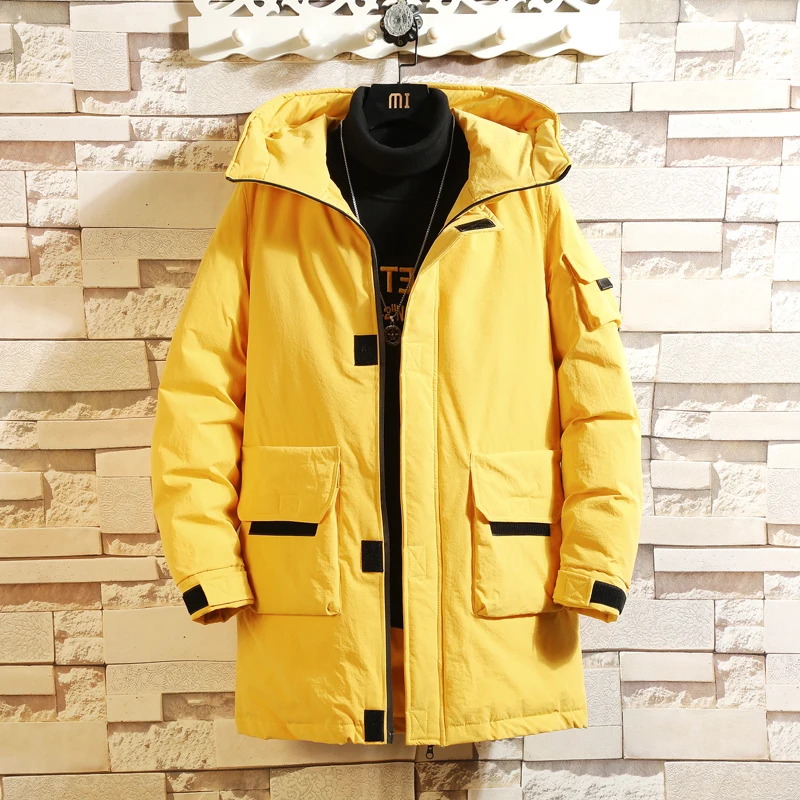 Men Streetwear Hip Hop Bomber Jacket 2023 Winter Parka Men's Solid Jacket Thick Warm Coat Long Hooded Jacket Windproof Padded