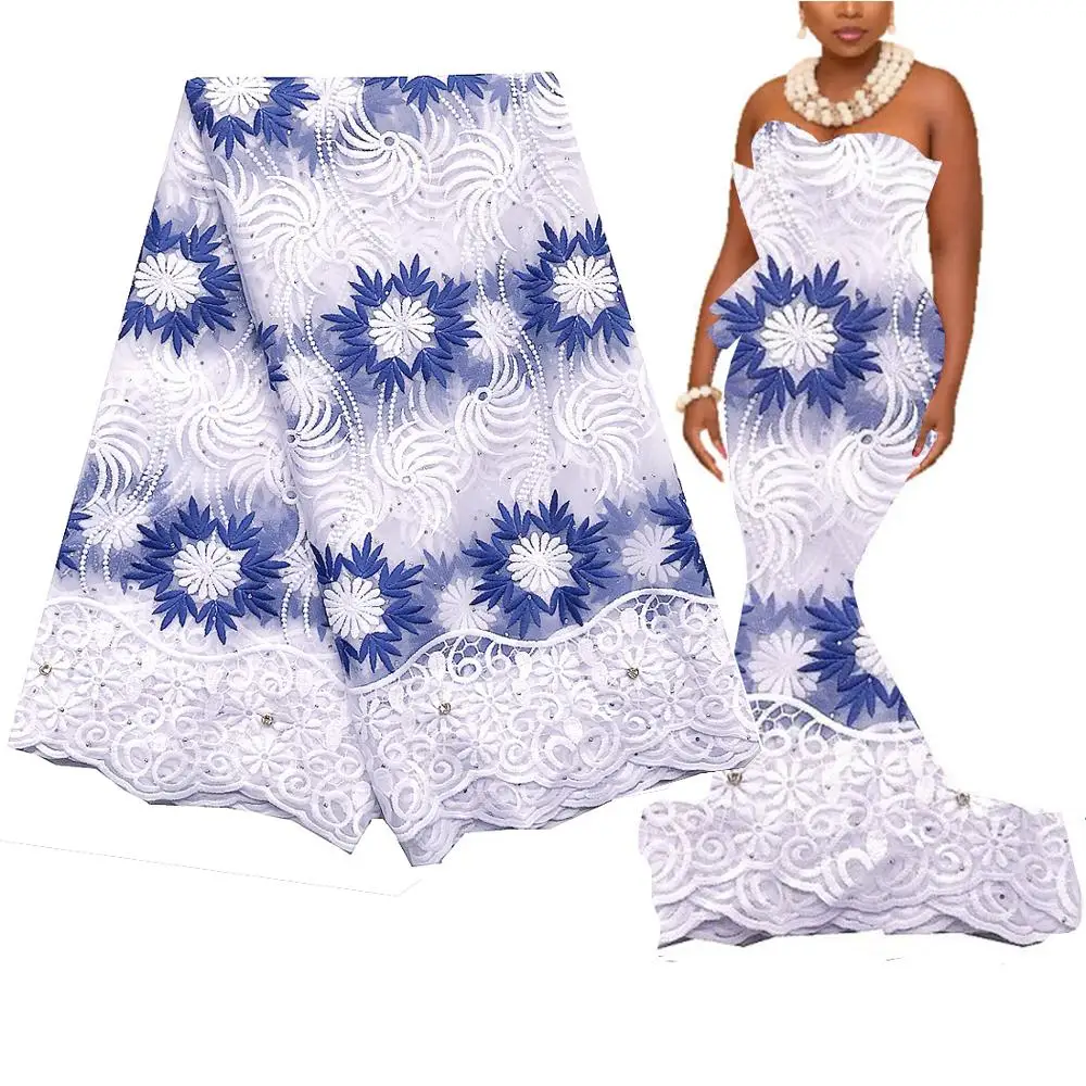 

Embroidered Net Lace Fabric 2020 Multicolored African Lace Fabric 5 yards Purple Blue Tulle Cord French Lace Fabric for Dresses