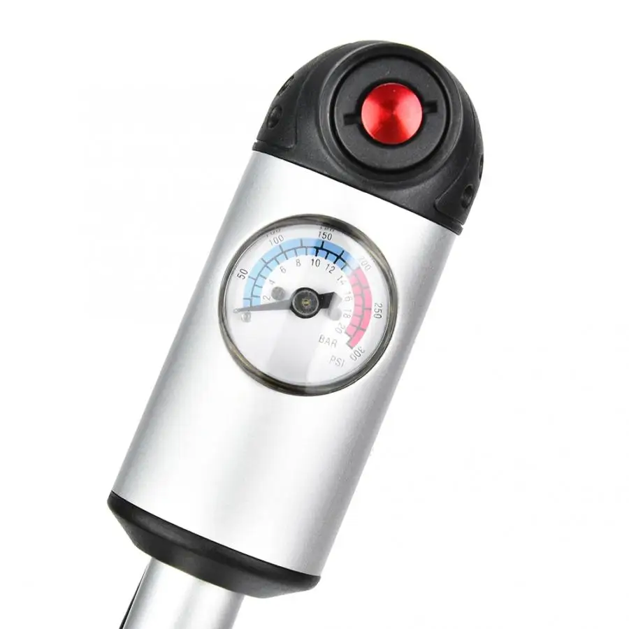High Pressure 300 PSI Hand Air Pump Hose Gauge Cycling Tire Inflator for Schrader/Presta Valve Fork Mini | Спорт и развлечения