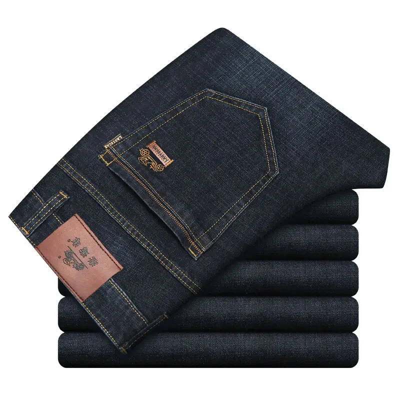 

Luren Classic Car Jeans Men's Spring Thick Section Middle-aged Business Casual Straight-leg Loose Elastic Men's Trousers