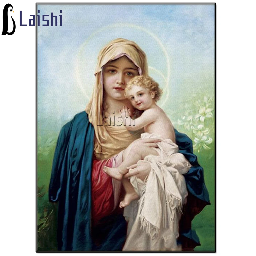 

Diamond Painting Virgin and Jesus Full Square Round Drill Embroidery Religious figure Cross Stitch icon gift Home Decor mosaic