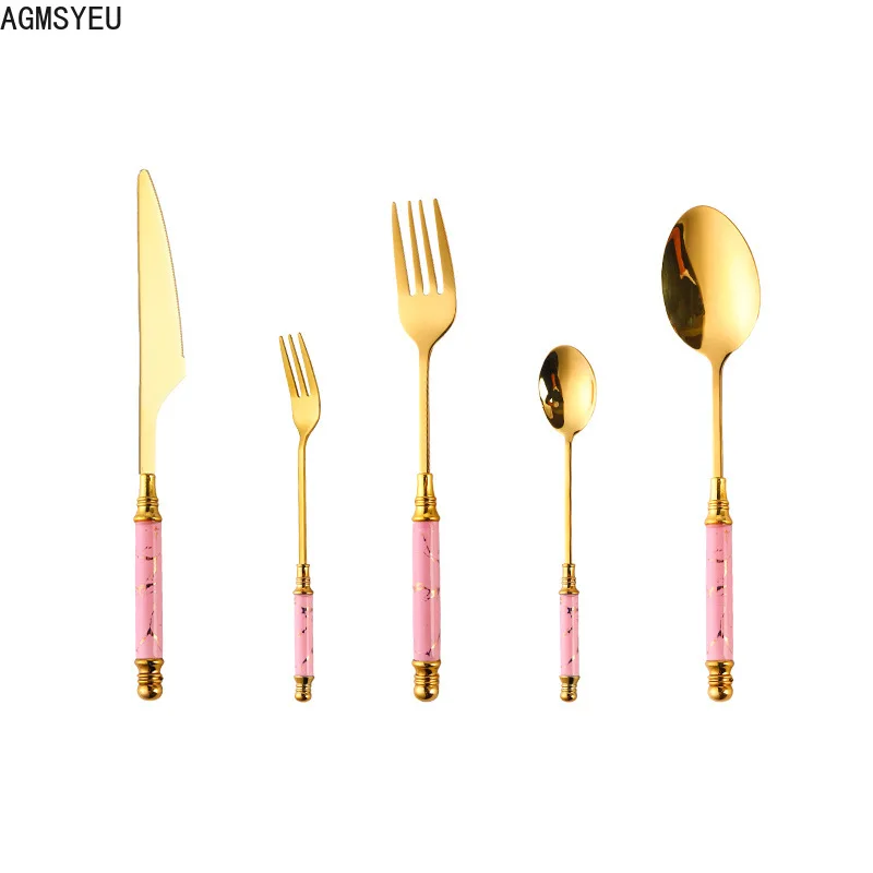 Набор простых столовых приборов AGMSYEU из нержавеющей стали столовые приборы для