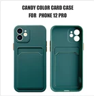 Однотонный чехол LOVECOM с держателем для карт для телефона iPhone 12 11 Pro Max XS Max XR X 7 8 Plus, мягкий матовый чехол для телефона из ТПУ