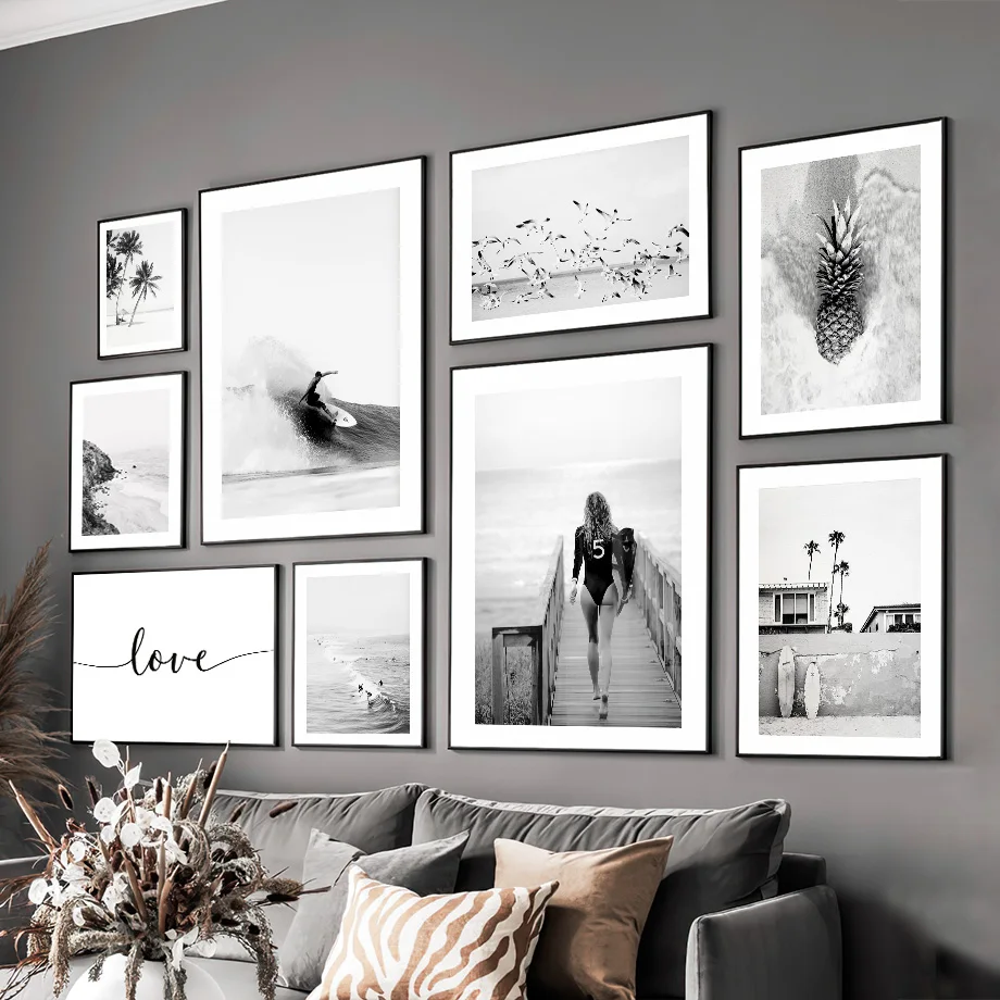 

Surfing Sea Coconut Tree Beach Seagull Wall Art Canvas Painting Nordic Posters And Prints Wall Pictures For Living Room Decor