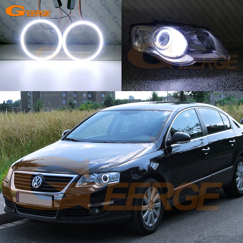 Отличные ультра яркие COB led Ангельские Глазки halo кольца DRL для Volkswagen VW Passat B6 Magotan 2005