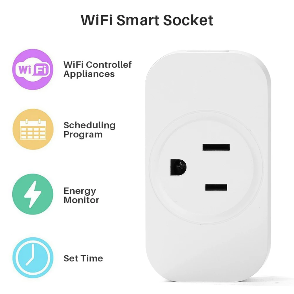 

US Remote Control Smart Socket Wall Plug Smart Wifi 2.4GHZ Voice Control US Power Socket for Google Assistant Alexa