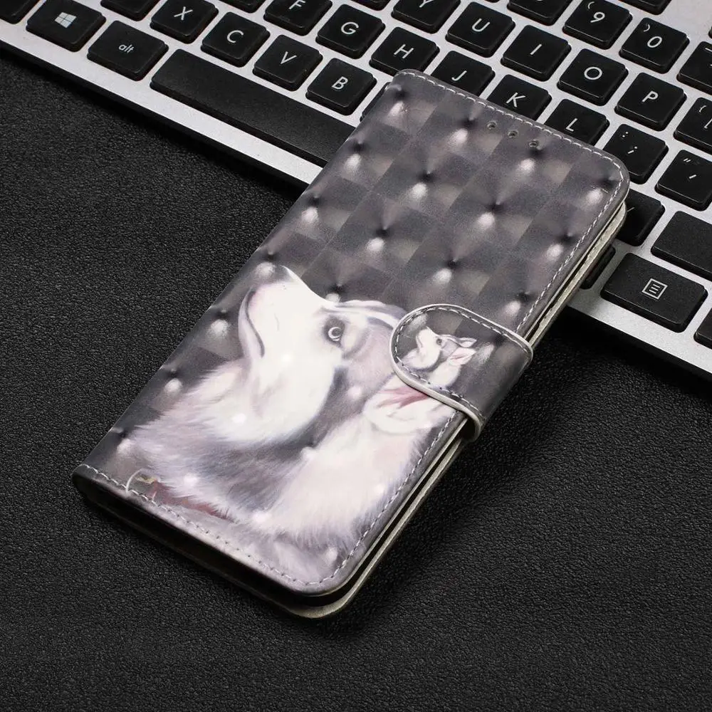 Роскошный 3D окрашенный Кот Волк флип-чехол для телефона Redmi 6 Pro Note 7 Y3 кошелек fone