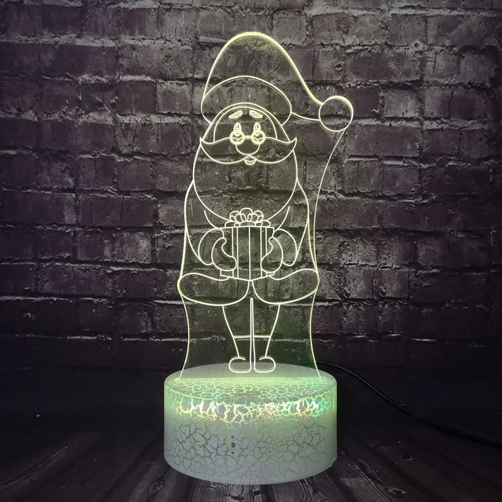 Рождественский подарок Санта Клауса 3D оптическая мультяшная лампа Светодиодная