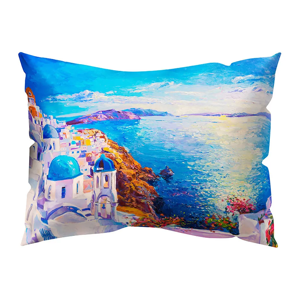 Ouneed Лавандовый сад Пляжный Пейзаж печать подушка чехол полиэстер декоративная