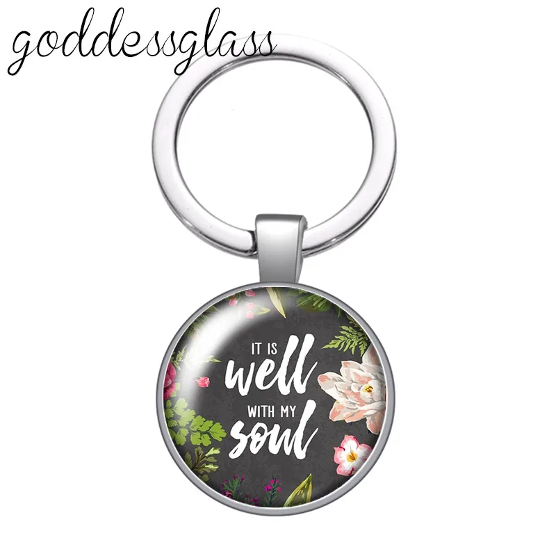 Цветы мультфильм буквы счастливой любви цветение круглый стеклянный брелок с