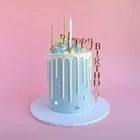 INSНовый Топпер для торта С Днем Рождения из розового золота Акриловый Вертикальный Творческий Золото торт фигурки жениха и невесты; Для дня рождения украшения для торта для вечеринки