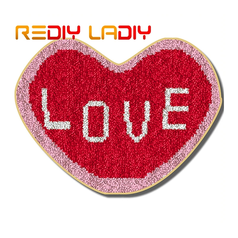 Latch Hook Rug Kits Crocheting Carpet Red Pink Love Acrylic Yarn Pre-Printed Canvas Cushion Mat Crochet Tapestry Sofa Decor |