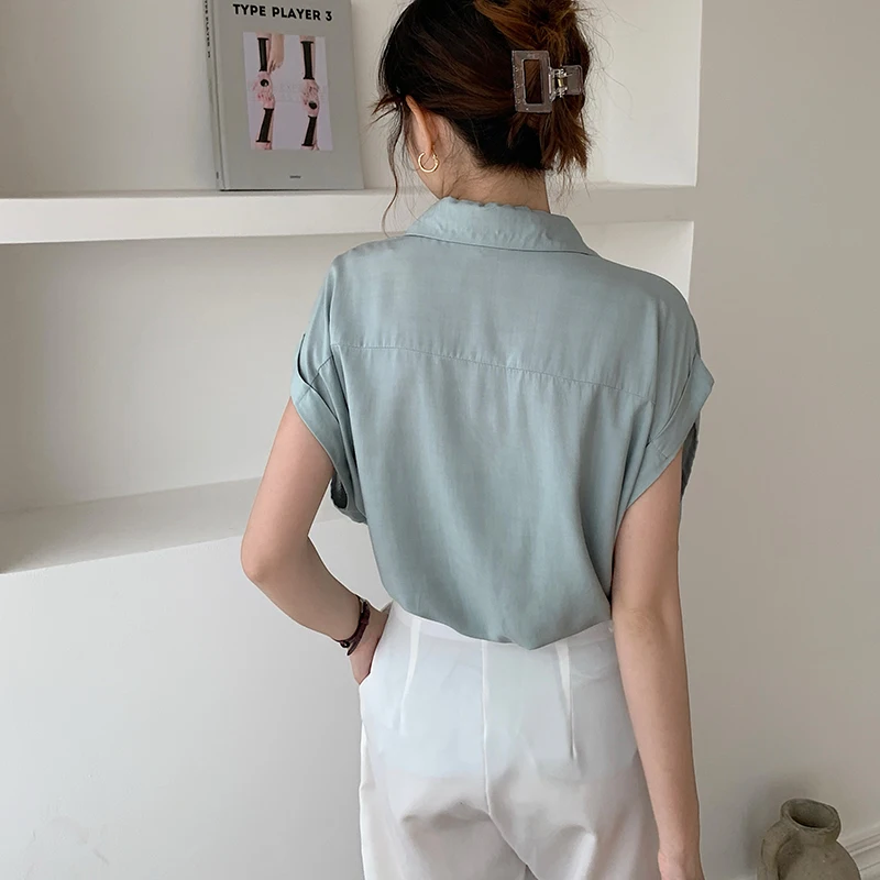 

White Sleeveless Shirt Female Summer Korean Loose Casual Tunic Top Blouse Women Solid Elegant Office Ladies Workwear Top
