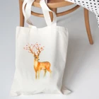 Холщовая Повседневная сумка на плечо для женщин, шоппер с рисунком оленя в стиле ольччан, эстетическая Женская Экологичная вместительная сумочка-тоут в стиле Харадзюку