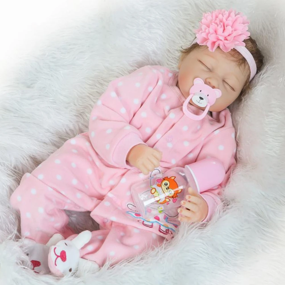 

55cm Simulation Baby Sleeping Doll Silicone Soft Innovative Girl Toy For Infants Toddlers