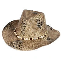 wholesale gradient color printed men and women natural grass straw cattle man cowboy hat beach hat